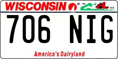 WI license plate 706NIG