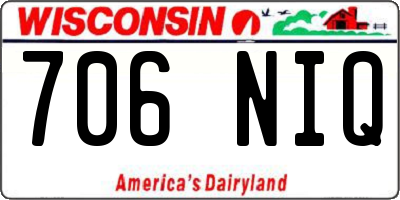 WI license plate 706NIQ
