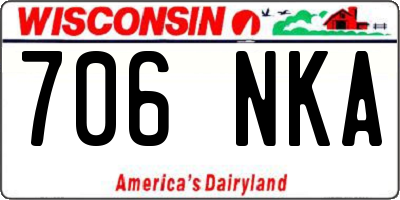 WI license plate 706NKA
