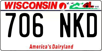 WI license plate 706NKD