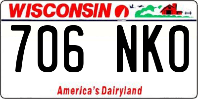 WI license plate 706NKO