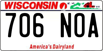 WI license plate 706NOA