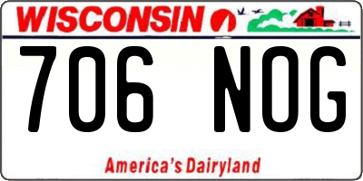 WI license plate 706NOG