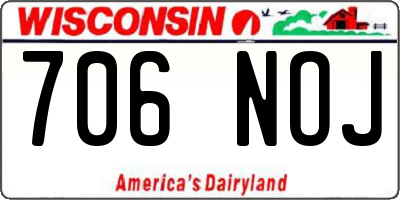 WI license plate 706NOJ