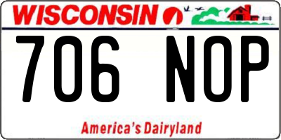WI license plate 706NOP