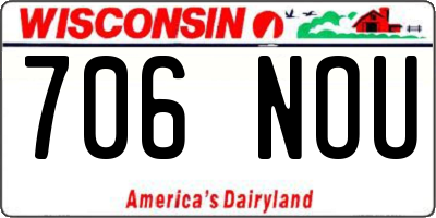 WI license plate 706NOU