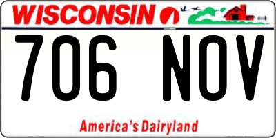 WI license plate 706NOV