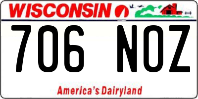 WI license plate 706NOZ
