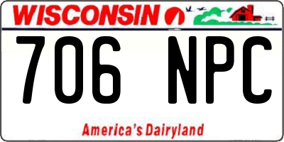 WI license plate 706NPC