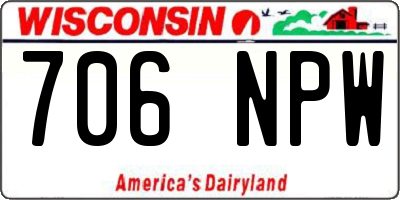 WI license plate 706NPW