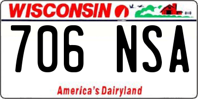 WI license plate 706NSA