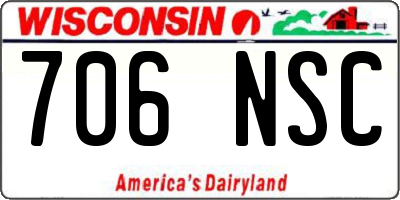WI license plate 706NSC