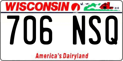 WI license plate 706NSQ