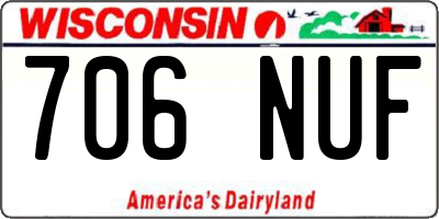 WI license plate 706NUF