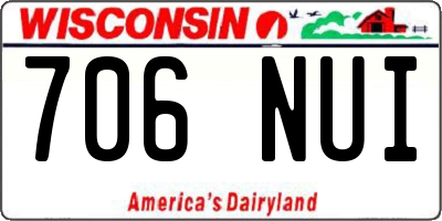 WI license plate 706NUI