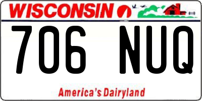 WI license plate 706NUQ