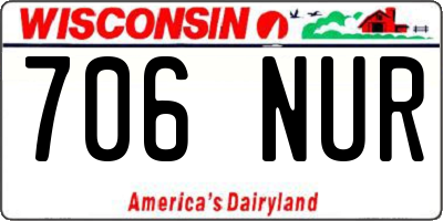 WI license plate 706NUR