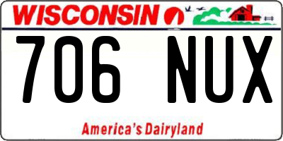 WI license plate 706NUX