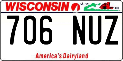 WI license plate 706NUZ