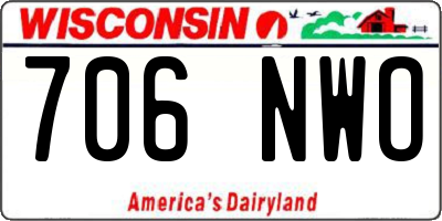 WI license plate 706NWO