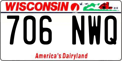 WI license plate 706NWQ