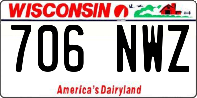 WI license plate 706NWZ