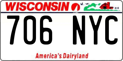 WI license plate 706NYC