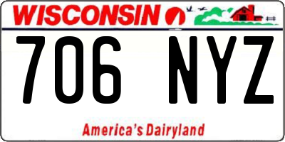 WI license plate 706NYZ