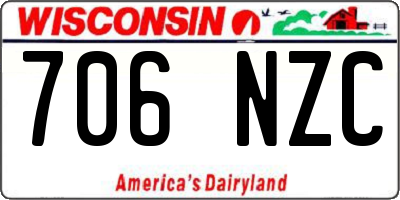 WI license plate 706NZC