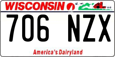 WI license plate 706NZX