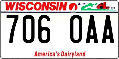 WI license plate 706OAA
