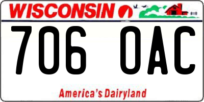 WI license plate 706OAC