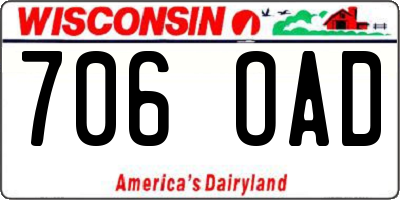 WI license plate 706OAD