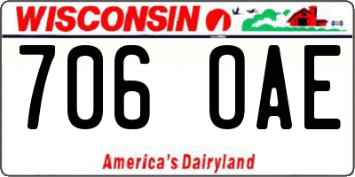 WI license plate 706OAE