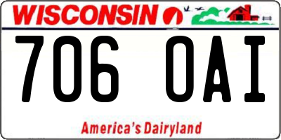 WI license plate 706OAI