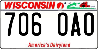 WI license plate 706OAO