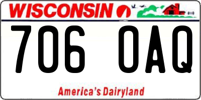 WI license plate 706OAQ