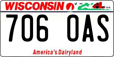 WI license plate 706OAS