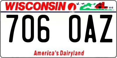 WI license plate 706OAZ