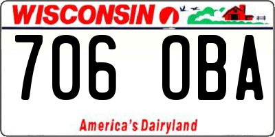 WI license plate 706OBA