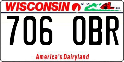WI license plate 706OBR
