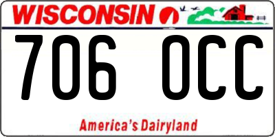WI license plate 706OCC