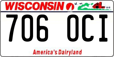WI license plate 706OCI