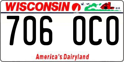 WI license plate 706OCO