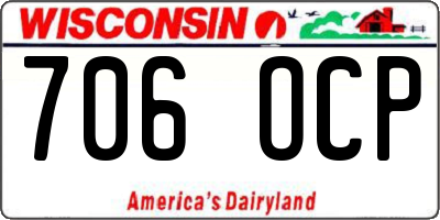 WI license plate 706OCP