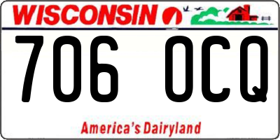 WI license plate 706OCQ