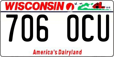WI license plate 706OCU