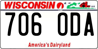 WI license plate 706ODA