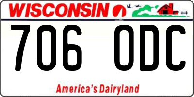 WI license plate 706ODC