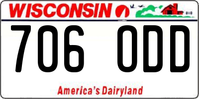 WI license plate 706ODD